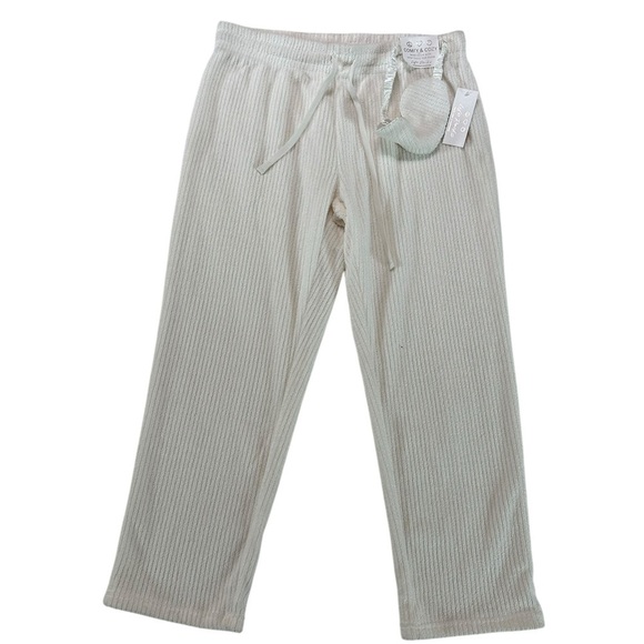 Life Racks Comfy & Cozy White Cream Lounge Pants With Fuzzy Mask Size XL - Picture 1 of 17